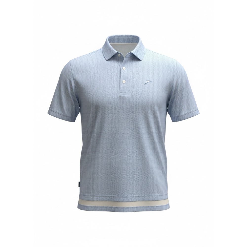 Turtleson Performance Polo‎ Shirt Men's M Light Blue Geometric AOP Print Golf